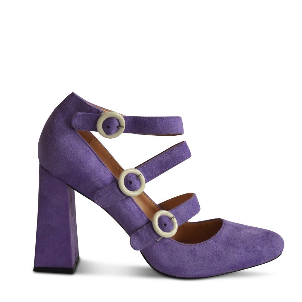 Cora Purple Three Strap Large Size Women 10+ Pumps